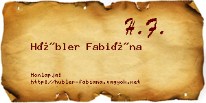 Hübler Fabiána névjegykártya
